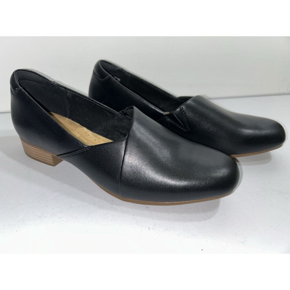 Clarks Juliet Palm Loafer Black Leather Slip On Shoes Women’s Size 9